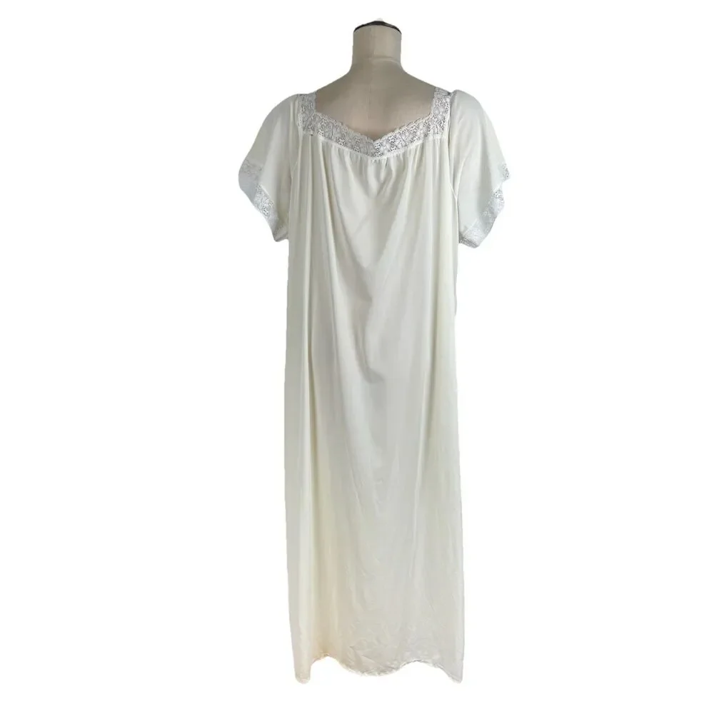 VTG 70's Figurfit NIght Gown Slip Maxi Long Lace Trim Flaw Size 2X - Picture 7 of 10
